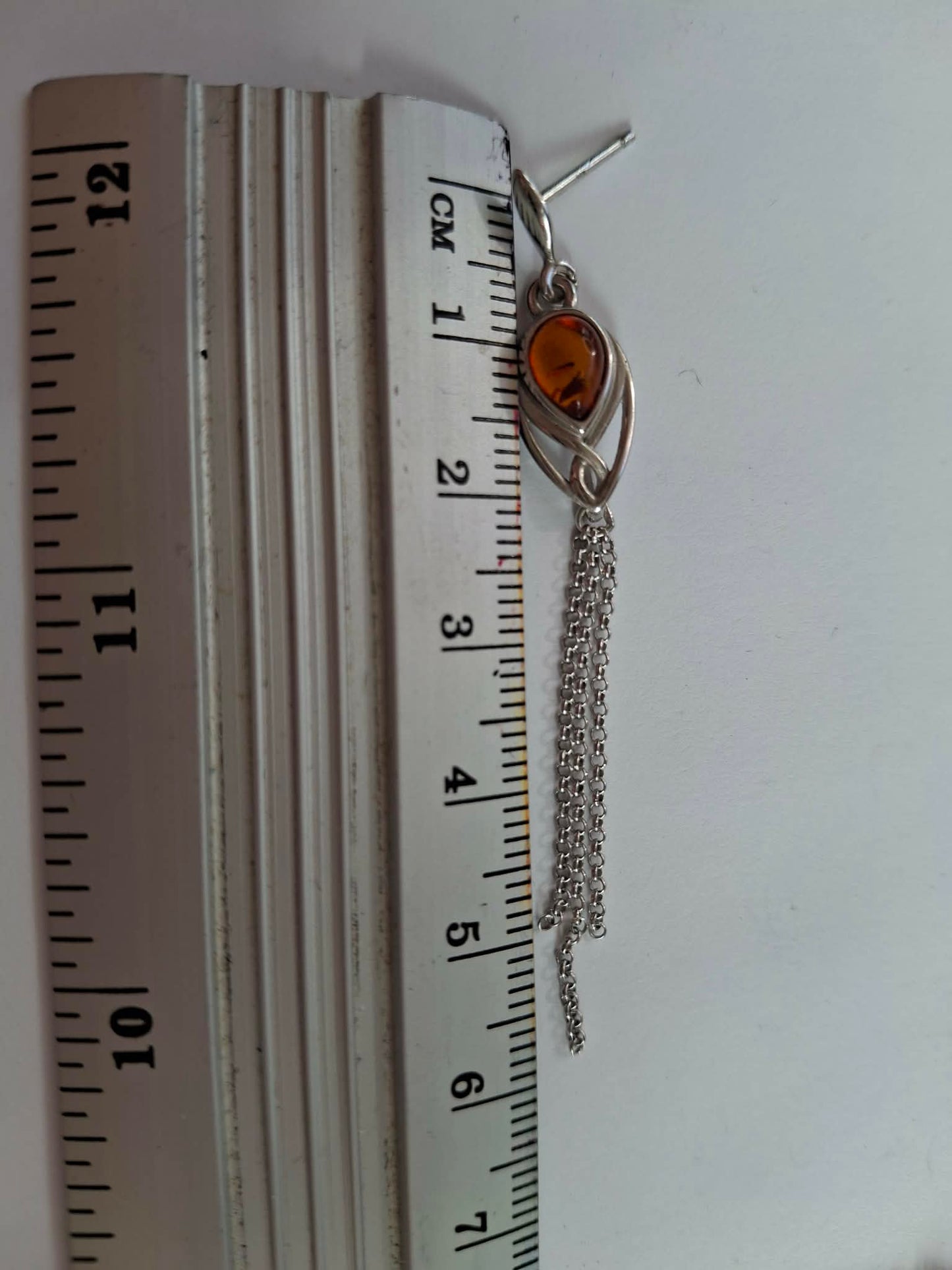 Cercei de argint cu chihlimbar