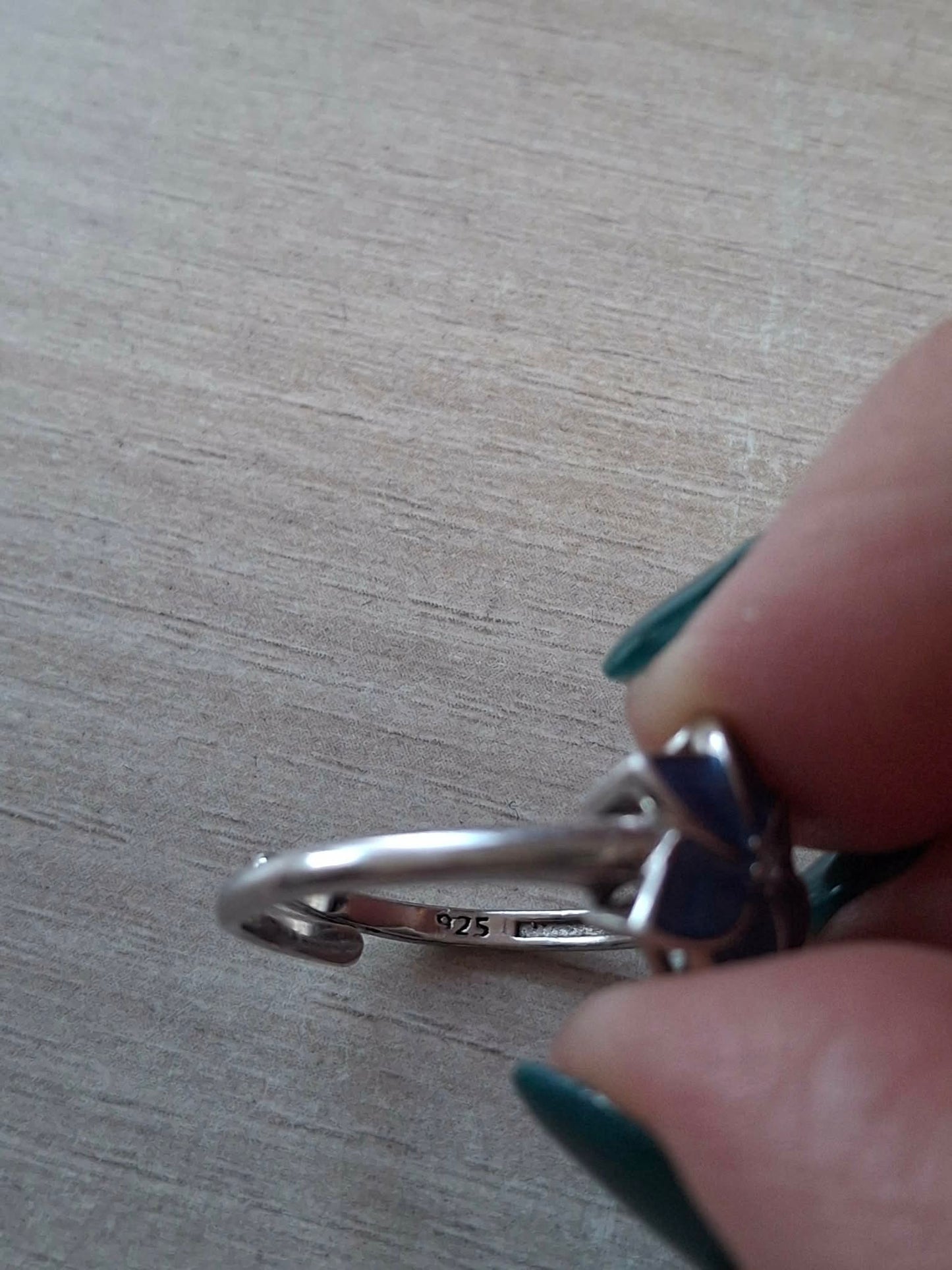 Inel argint reglabil cu floare albastră