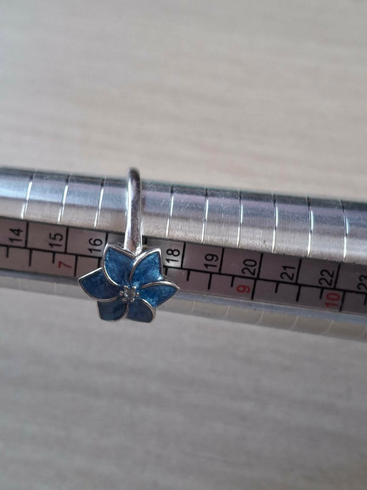 Inel argint reglabil cu floare albastră